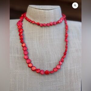 NAVAJO APPLE CORAL & STERLING Beaded Necklace